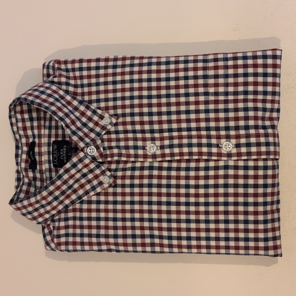 J. Crew Men's Large Slim Fit Flex Washed Long Sleeve Button Down Style #J5346